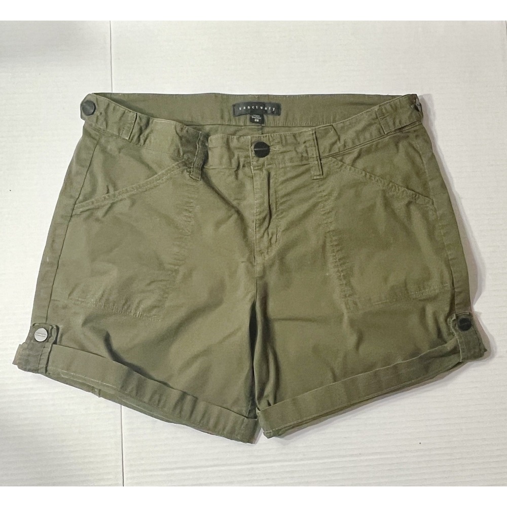 Sanctuary Shorts Women's 28 Green Roll Tab Cuffed Military Utility Anthropologie